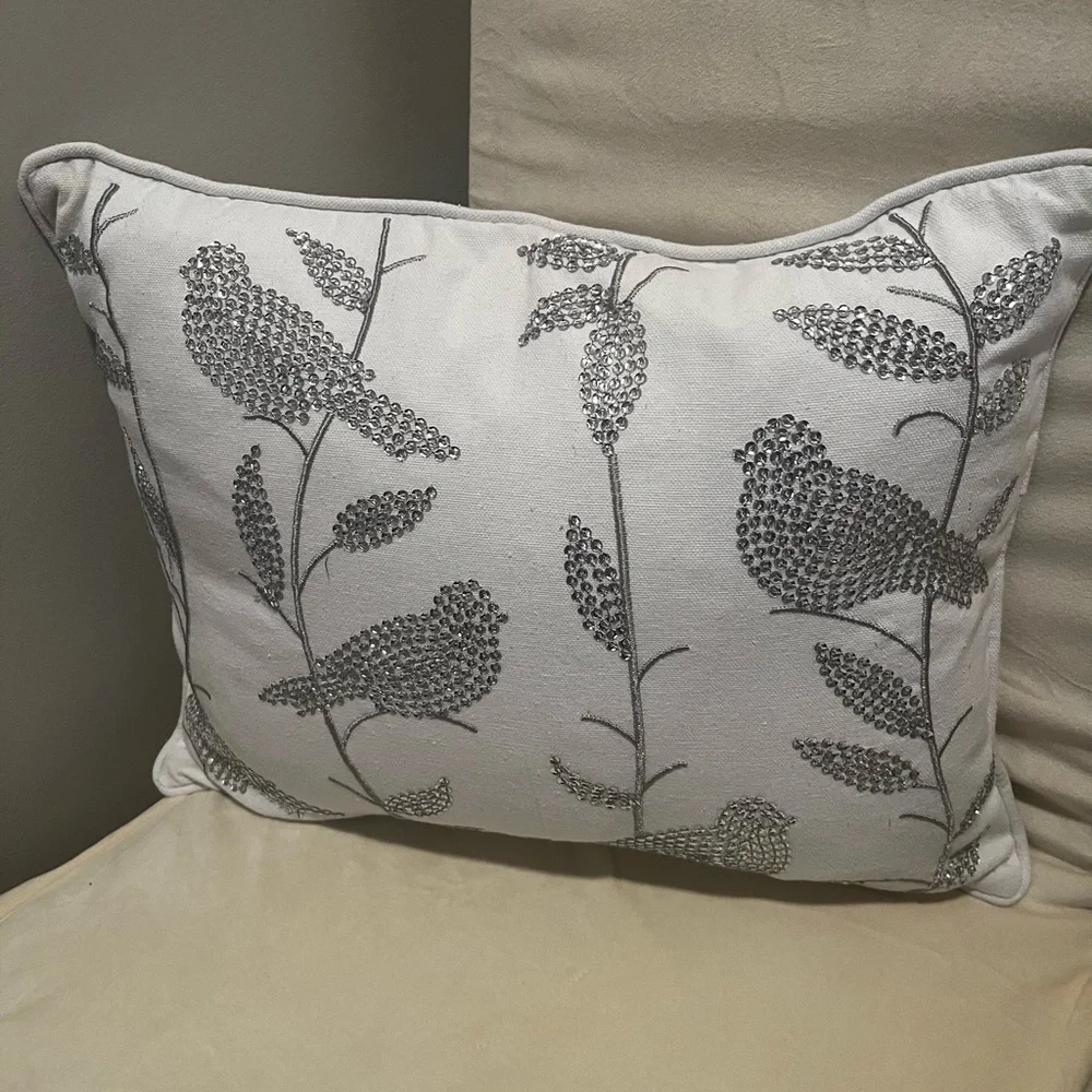 Gray Bird Pattern Throw Pillows